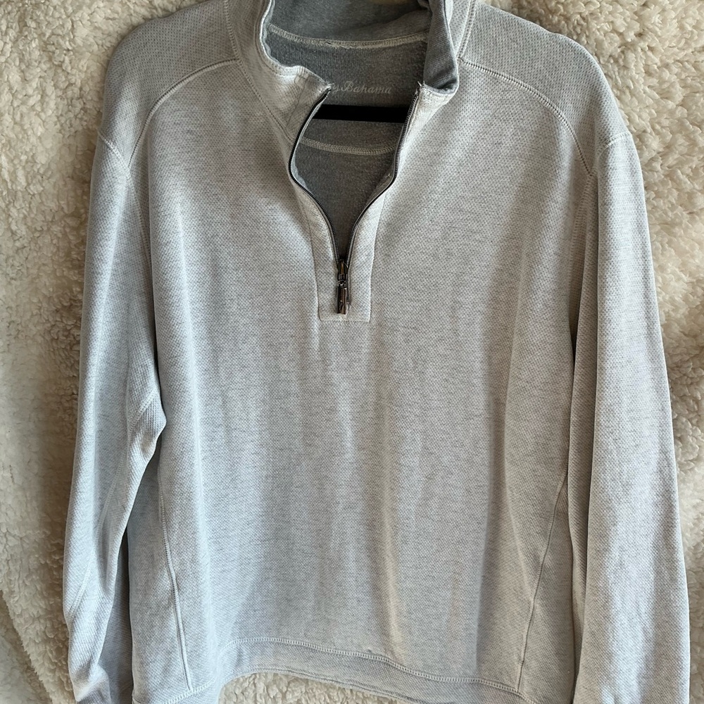 Tommy Bahama Heather Gray Zip-Up Sweater